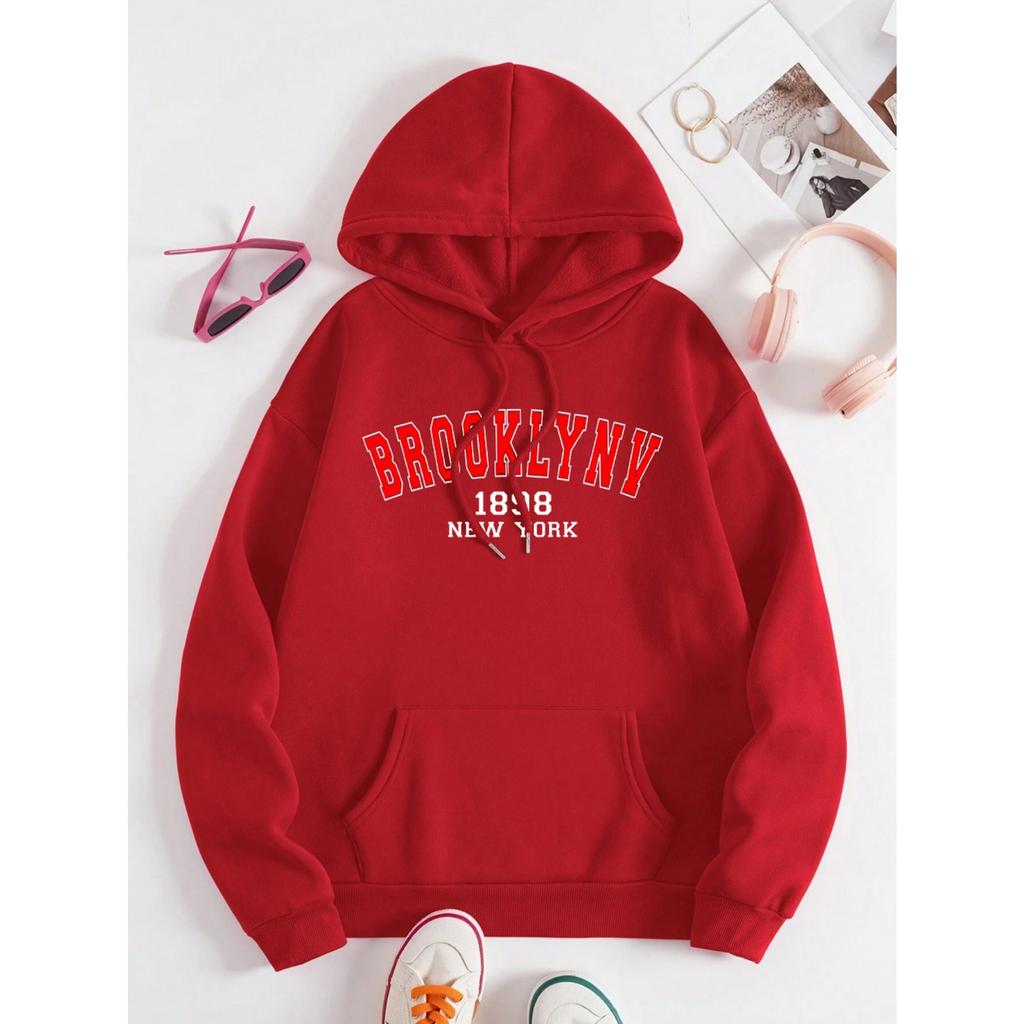 Brooklyn 1898 New York City USA Mikina s kapucí Podzimní Crewneck Jednoduché Nadměrné Pánské Topy