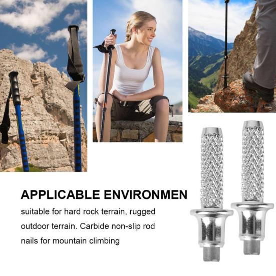 6Pcs Tungsten Steel Trekking Rod Tips Replacement Rustproof Corrosion Resistant Strong Grip Universal