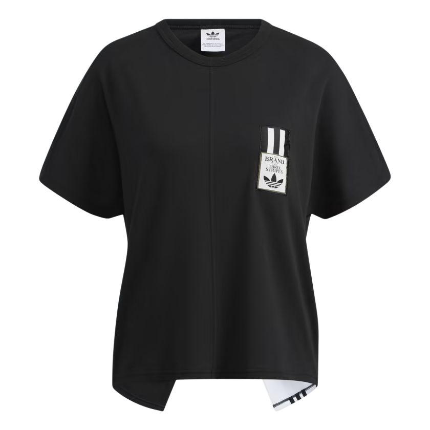 Adidas Originals Trefoil Sports Casual Back Split Breathable Printed Short Sleeve T-Shirt Women Tops Black HC6568