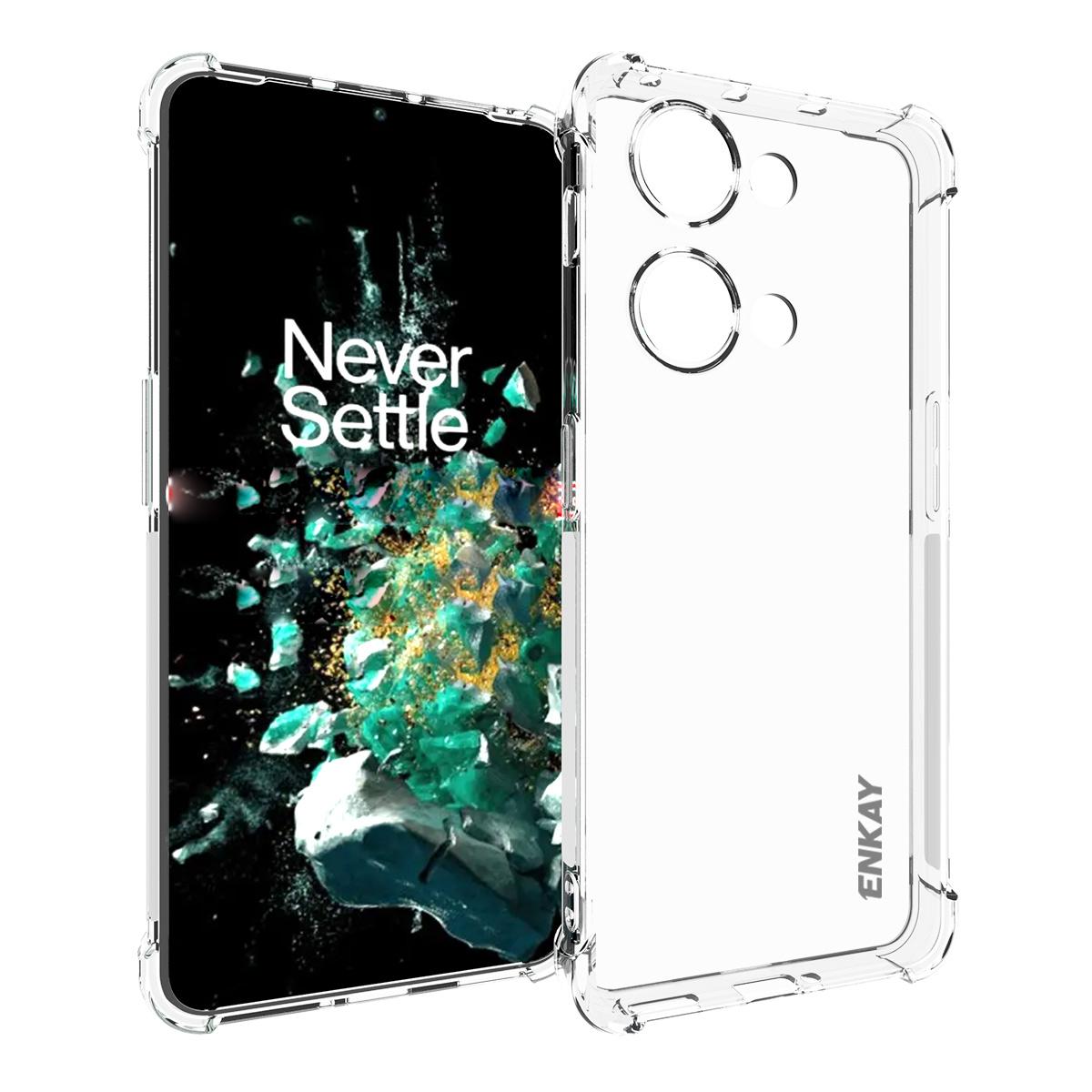 

ENKAY HAT PRINCE TPU Case for OnePlus Nord 3 5G/Ace 2V Shockproof Clear Phone Cover with High Aluminium-silicon Glass Film A