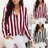 Elegante T-shirt da donna a maniche lunghe con scollo a V larga per uso casual e in ufficio