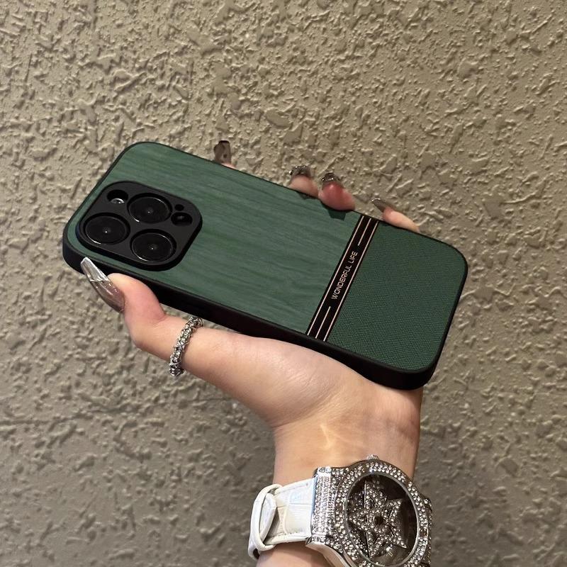 Applicable To Apple 17promax Mobile Phone Chitin Leather New IPhone 14 High End Sense 16 Wood Grain 12 Full Inclusive Lens