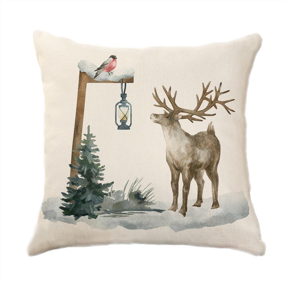 Christmas Theme Printed Sofa Pillow Case Christmas Atmosphere Decoration Bay Window Cushion