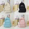 Bow Embroidery Ribbon Nylon Backpack Large Capacity Laptop Schoolbag Fashion