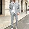 Herren Herbst Winter Freizeit Reverskragen Langarm Strickjacke Einreiher Farbe Schlanke Passform Jacke