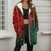 Women's Christmas Printed Fashionable Loose Zipper Fleece Hoodie Jacket