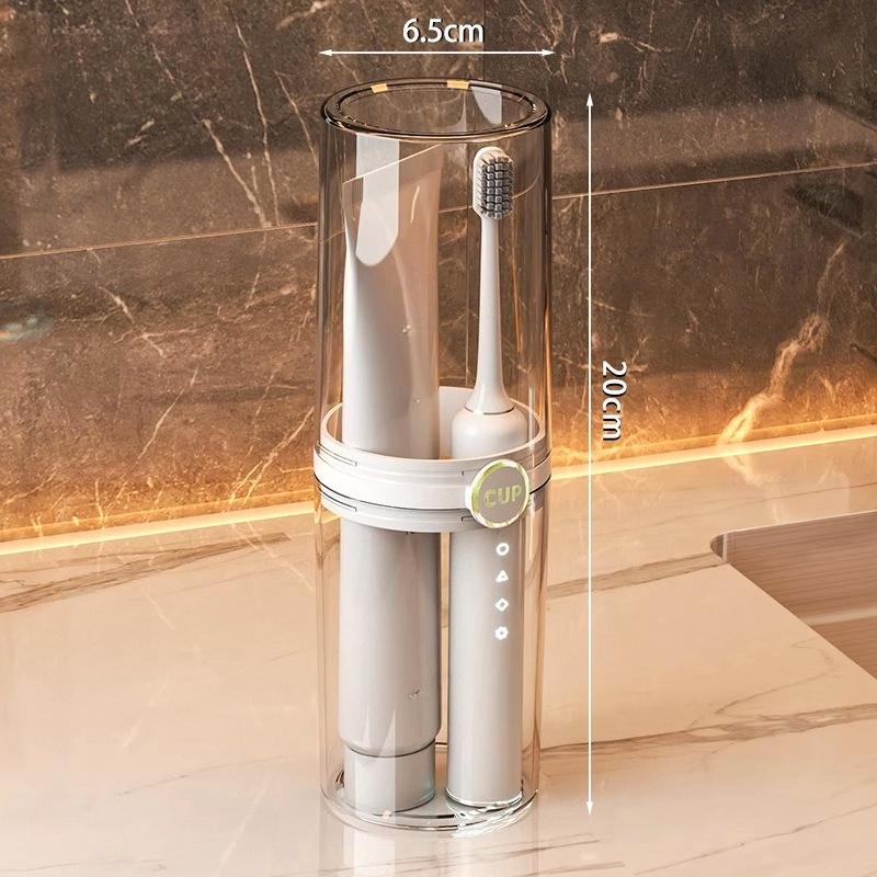 Travel Toothbrush Cup PET Transparent Leakproof with Holder for Hotel Bathroom, Portable Couples Set Dental Organizer Case Gift