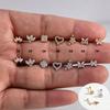 Stainless Steel Zirconia Inlaid Heart & Butterfly Ear Bone and Lip Stud Piercing Jewelry