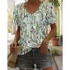 Summer V-neck 3D Vintage Floral Pattern Printed Top Fashionable Casual Colorful Short Sleeved Women's T-shirts