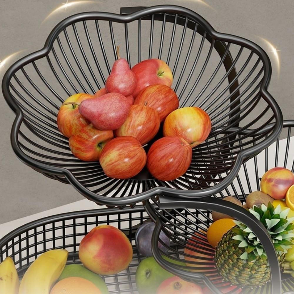 Large Capacity Vegetable Storage Rack Hollow-Out Fruit Basket Metal Storage Basket  Kitchen