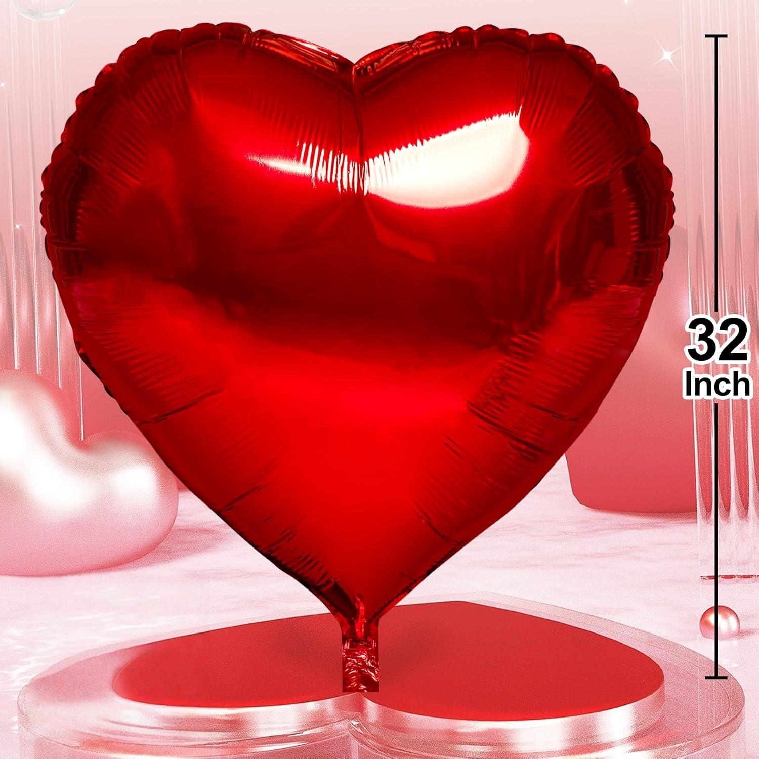 

1-4PCS 32inch Foil Red Heart Balloon, Room Decorations Kit Party Props Decor Love Balloons Red Valentines Day Heart Balloons 1PC