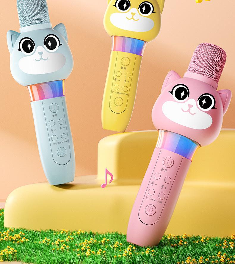 מיקרופון ורמקול קריוקי אלחוטיים לילדים: צעצוע הדהוד, שירה וחינוך מוקדם לבנות קטנות