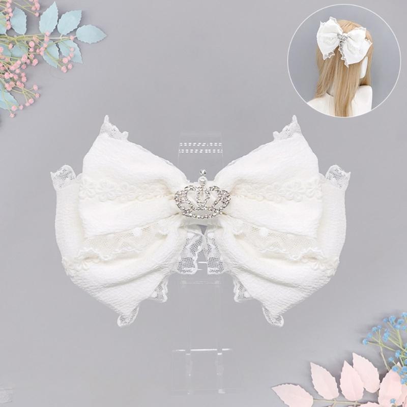 Elegant Ribbon Hair Clip Headpiece With Lace Ruffle Trim Design For Women And Girl Anime Event Gathering Hair Ornament