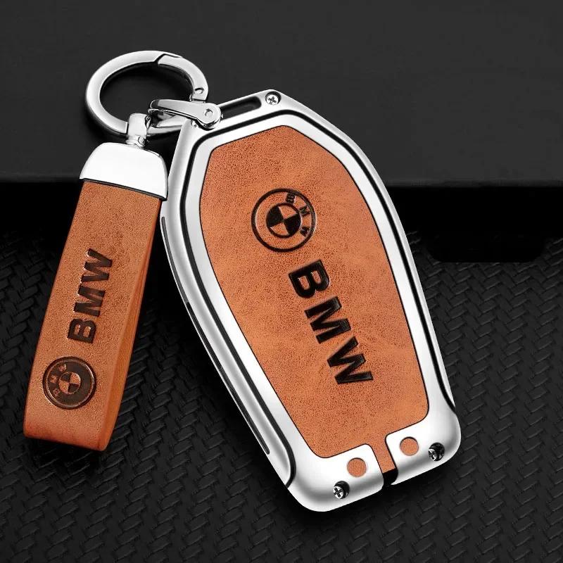 Hot 2025 Alloy Car Key Cover Protect Case Shell Leather Keychain For BMW G08 G38 G28 F52 G26 G02 G01 G07 G06 G05 IX3 F40 G30 G20