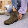 European and American Large Size Short Tube Side Zipper Martin Boots Women's Single Boots New Suede Thick Heel British Style Thin Boots
