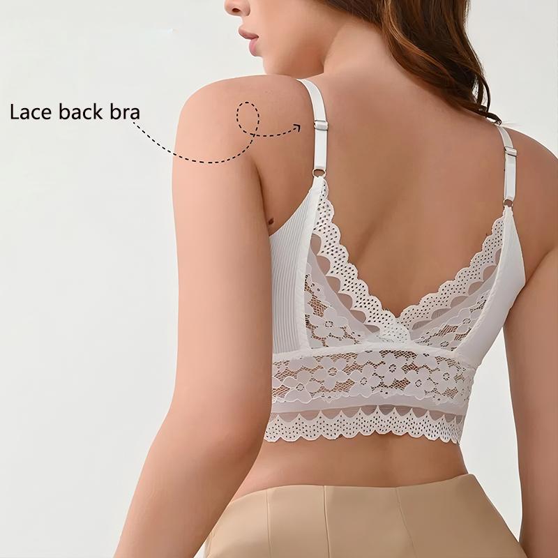 Lace Floral Bralette Top Women Fashion Summer V-neck Crop Top Bra Spaghetti Strap Camisole Vest Underwear