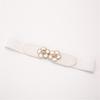 Stretch Waist Chain Oversized Flower Buckles PU Belt for Women Proms Stage and Club Party Casual Wear Elaborate Jewelry