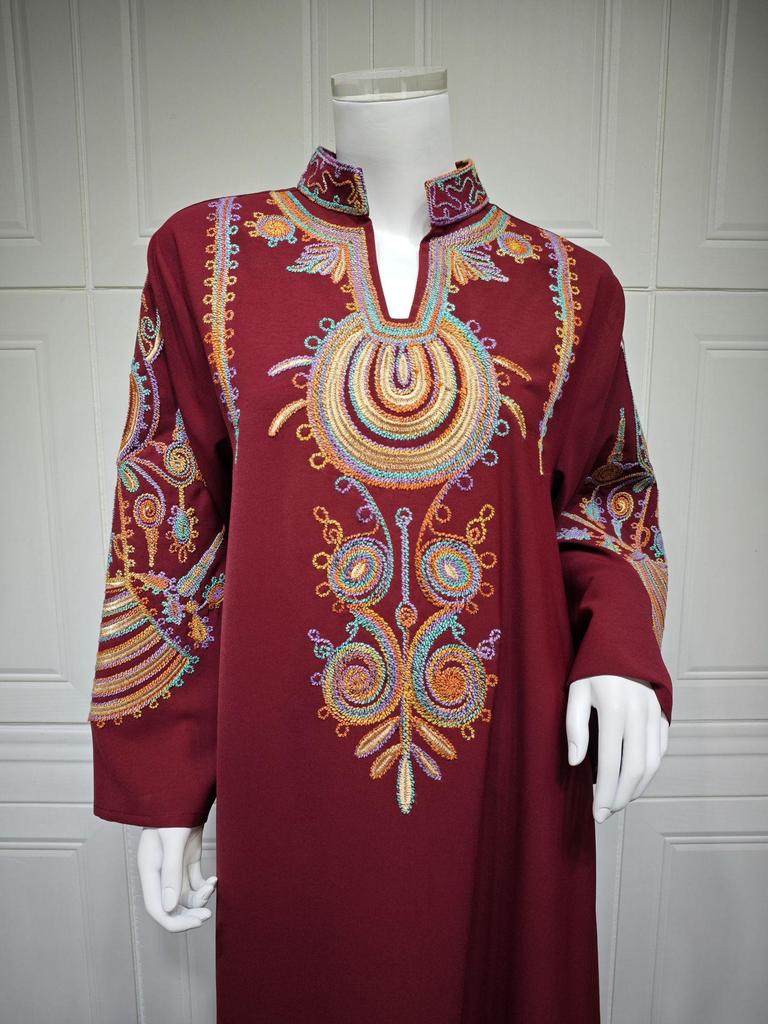 AB430 Women's Embroidered Cord Pullover Dress Robe