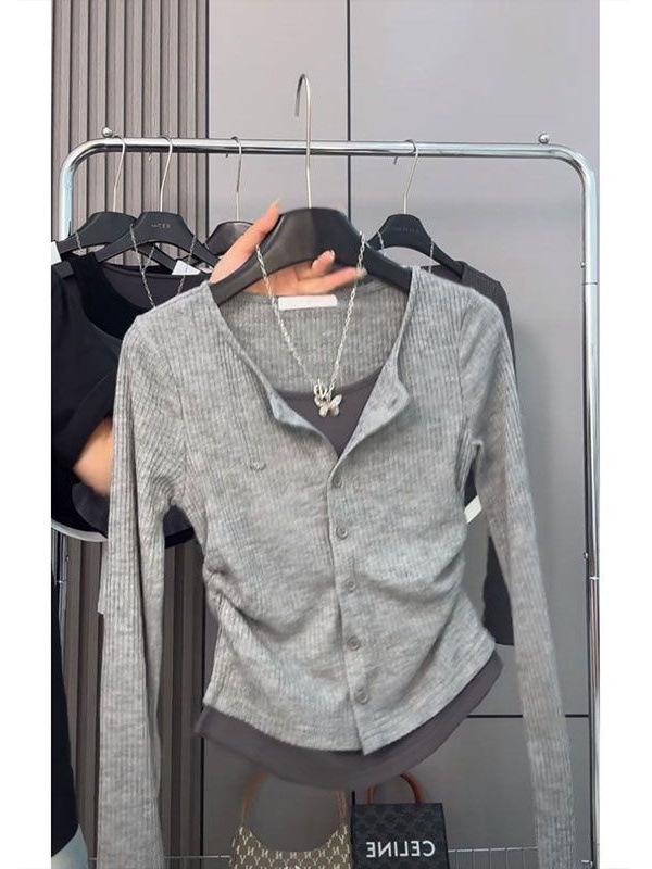 Women's 2024 Retro Slimming Two-Piece Long Sleeve T-Shirt