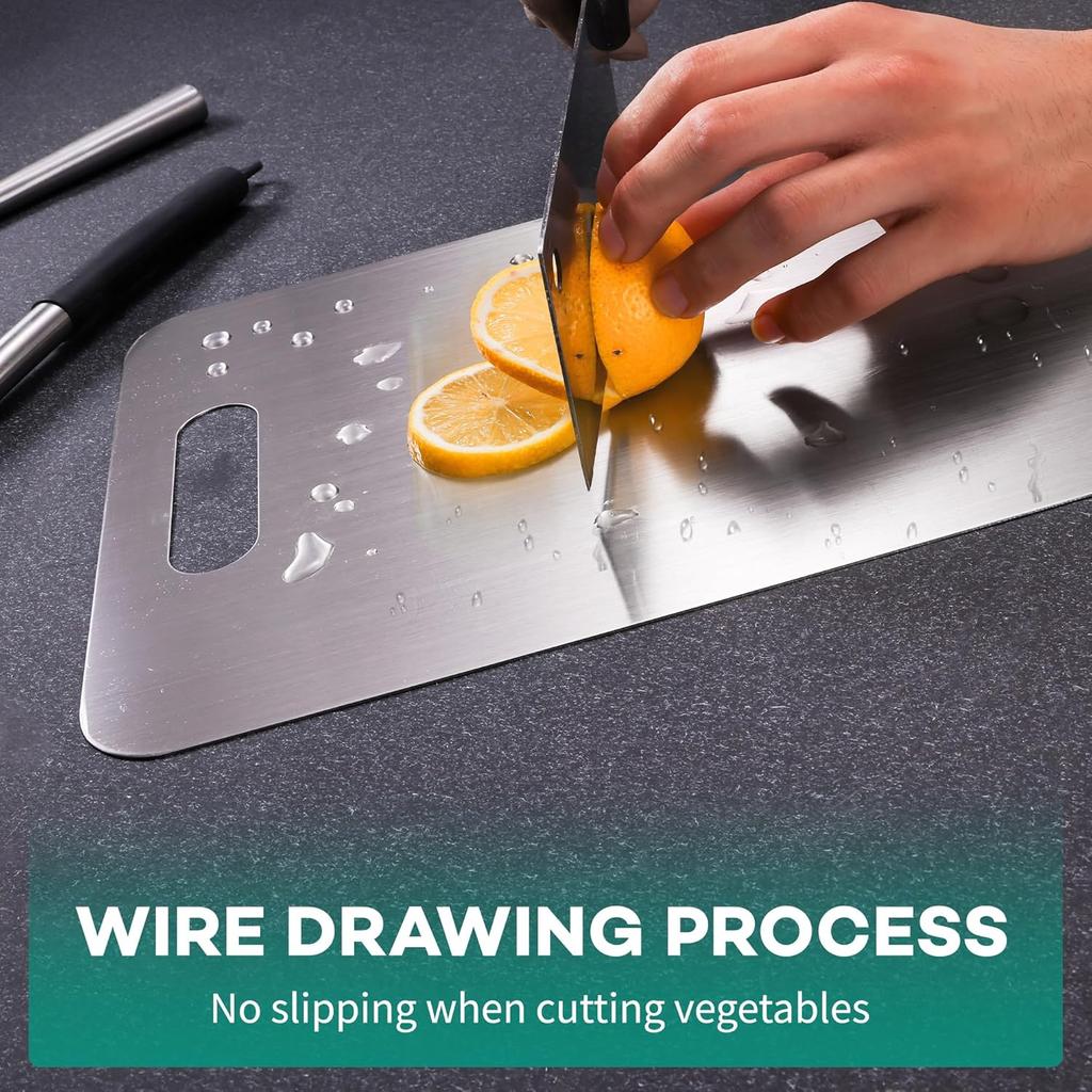 Upgrade Double Sided Stainless Steel Cutting Board for Kitchen Non Stick Meat Chopping Boards for Vegetables Fruits Cheese