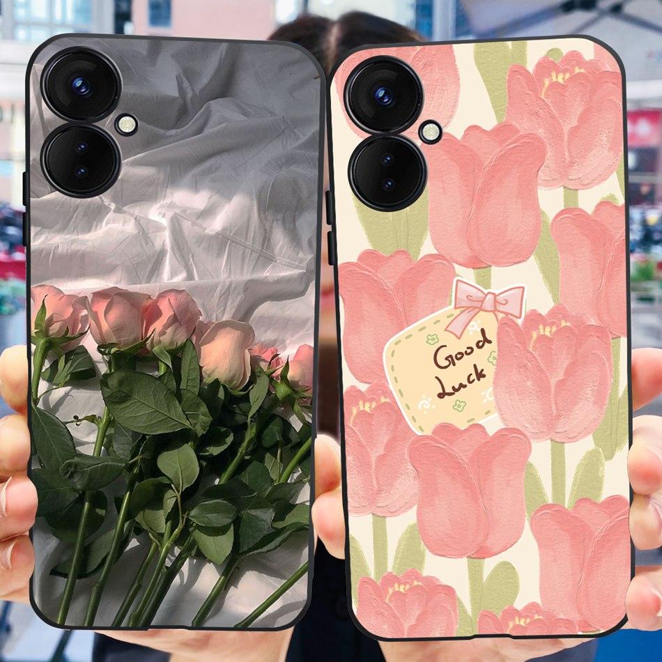 For Tecno Spark 9 Pro KH7 KH7n Cute Cartoon Phone Case For Tecno Spark 9Pro Black Silicone Soft TPU Cases
