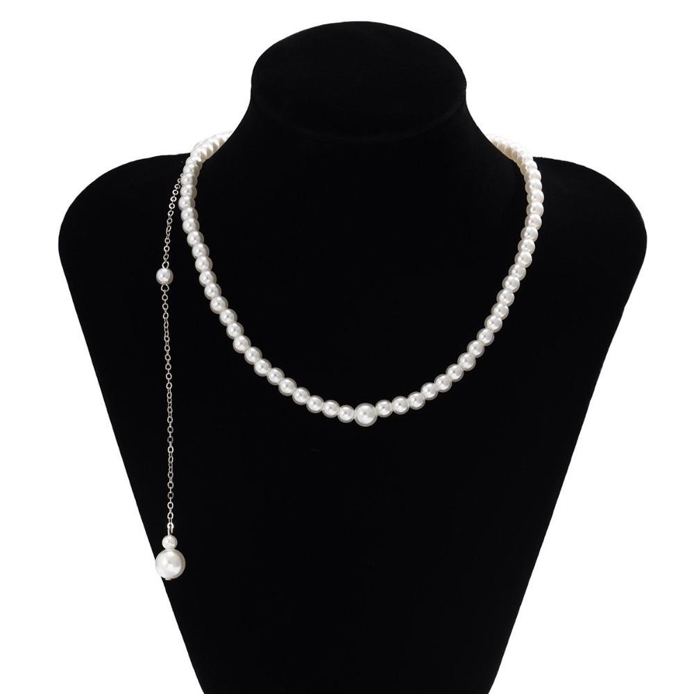 Silver Color Body Chain Jewelry Imitation Pearl Bikini Back Chain Back Chain Necklaces  Wedding