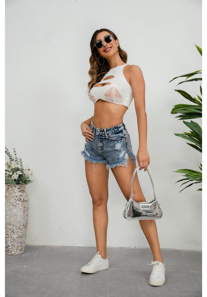 Damen Übergröße High-Waist zerrissene Jeans-Shorts - Sexy lässiger europäischer Sommerstil