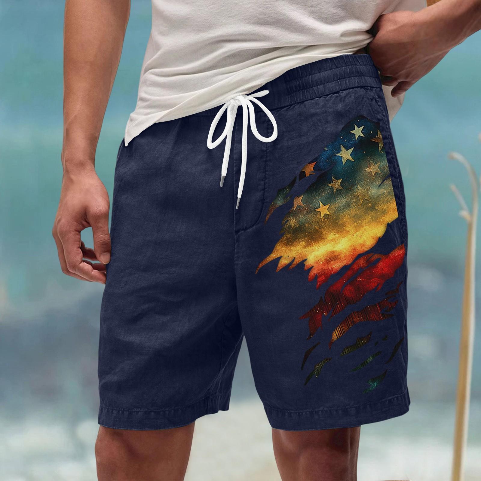 

Мужские летние большие повседневные свободные спортивные брюки пляжные шорты M тёмно-синий