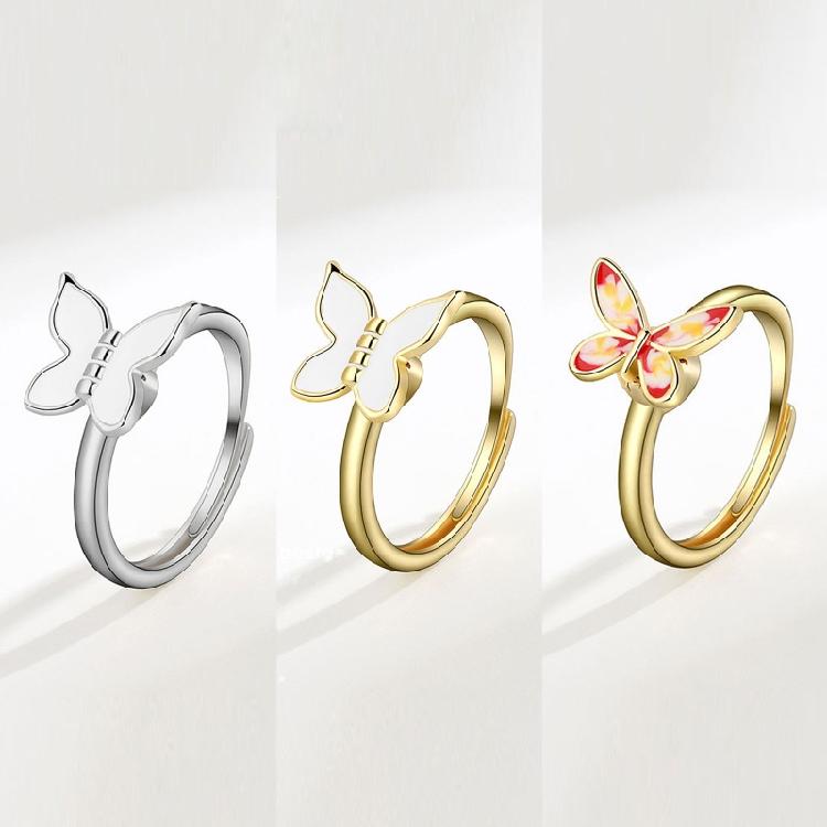 Fidget Spinner Adjustable Stacking Worry Ring for Butterfly Rotating Ring Jewelr