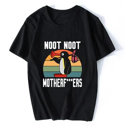 Noot Noot Pingu Kawaii Junge Mädchen Süßes T-Shirt Anime T-Shirt Cartoon Lustiger Pinguin Grafik Tops Frauen Männer Lässiges Übergroßes T-Shirt