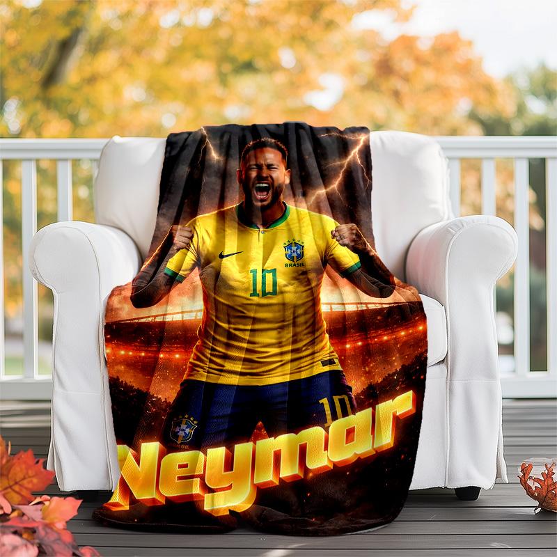 1pc Neymar1 Theme Blanket - Digital Print, Polyester, Cozy for All Seasons, Perfect for Outdoor, and Travel