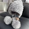 Rex Kaninchenfell Ohrenschutzmütze Fuchsfell Lei Feng Mütze Niedliche Kalte Mütze Warme Fleece Strickmütze Wollmütze