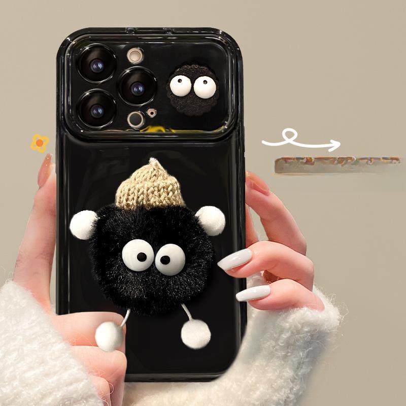 Applicable To Apple 15promax Mobile Phone Case IPhone 13/14 Plush Briquette Doll 11/12 Flip Mirror Xs