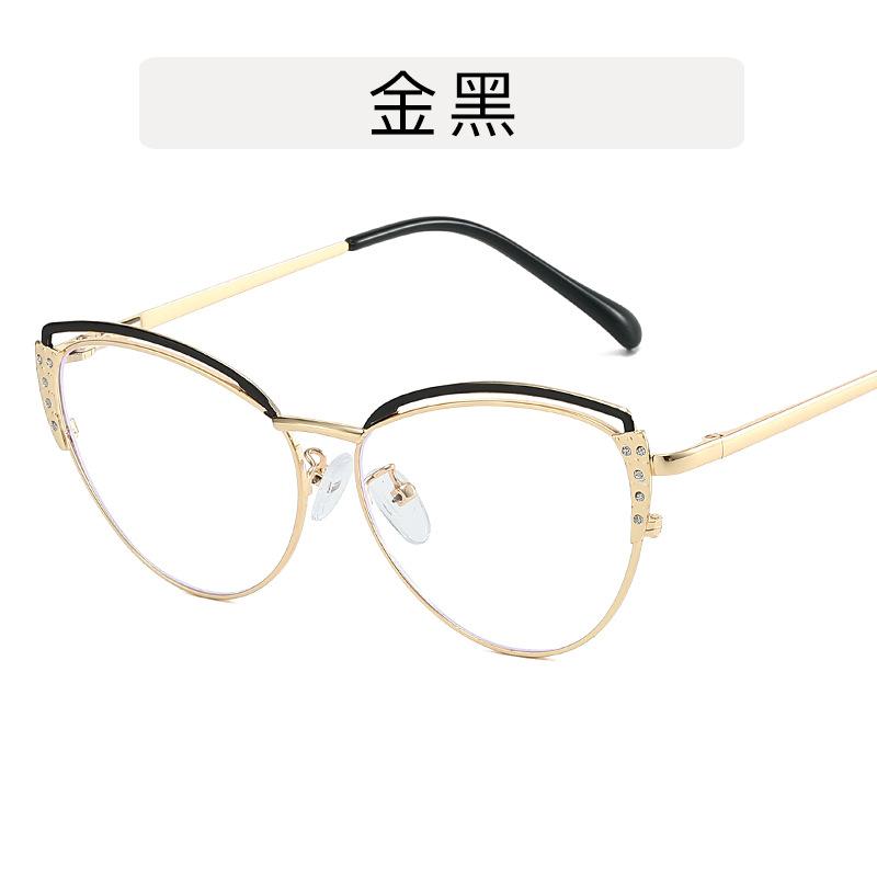 

Cat s Eye Hollow Eyeframe Female European and American Fashion Spot Paint Eyeframe Spring Leg Anti Blue Light Glasses Who