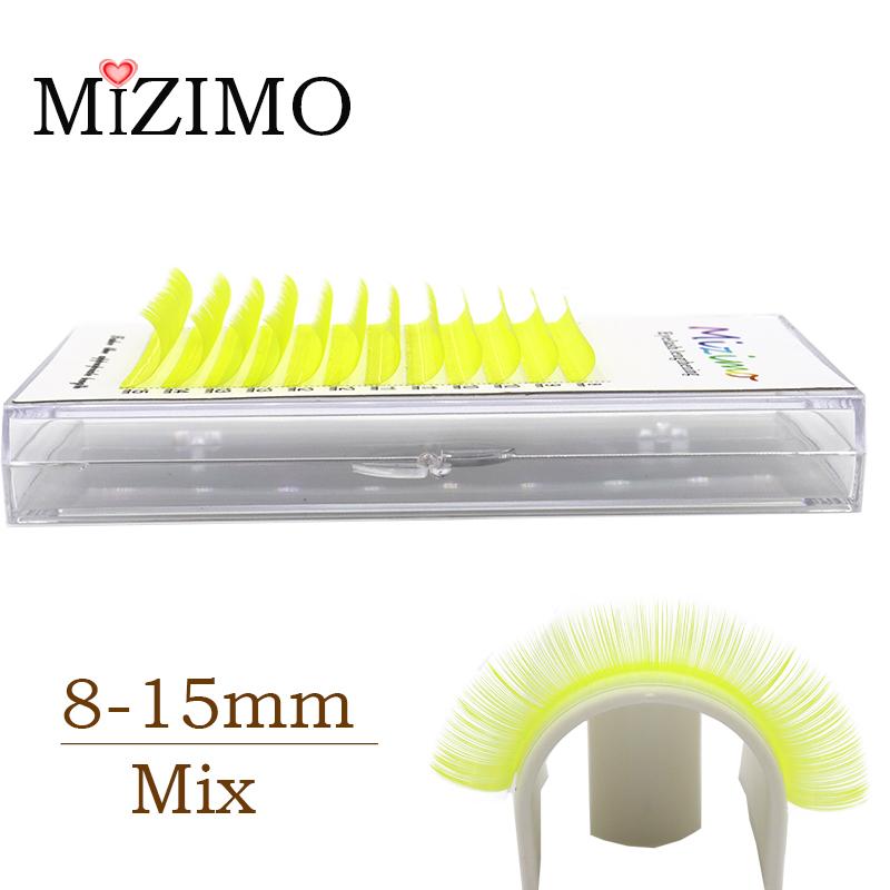 MIZIMO Gelbe Einzeln geklebte Falsche Wimpern, Augen-Make-up-Werkzeuge, Natürlich, Weich und Verlängert. C/D, 0,07 mm, 8–15 mm