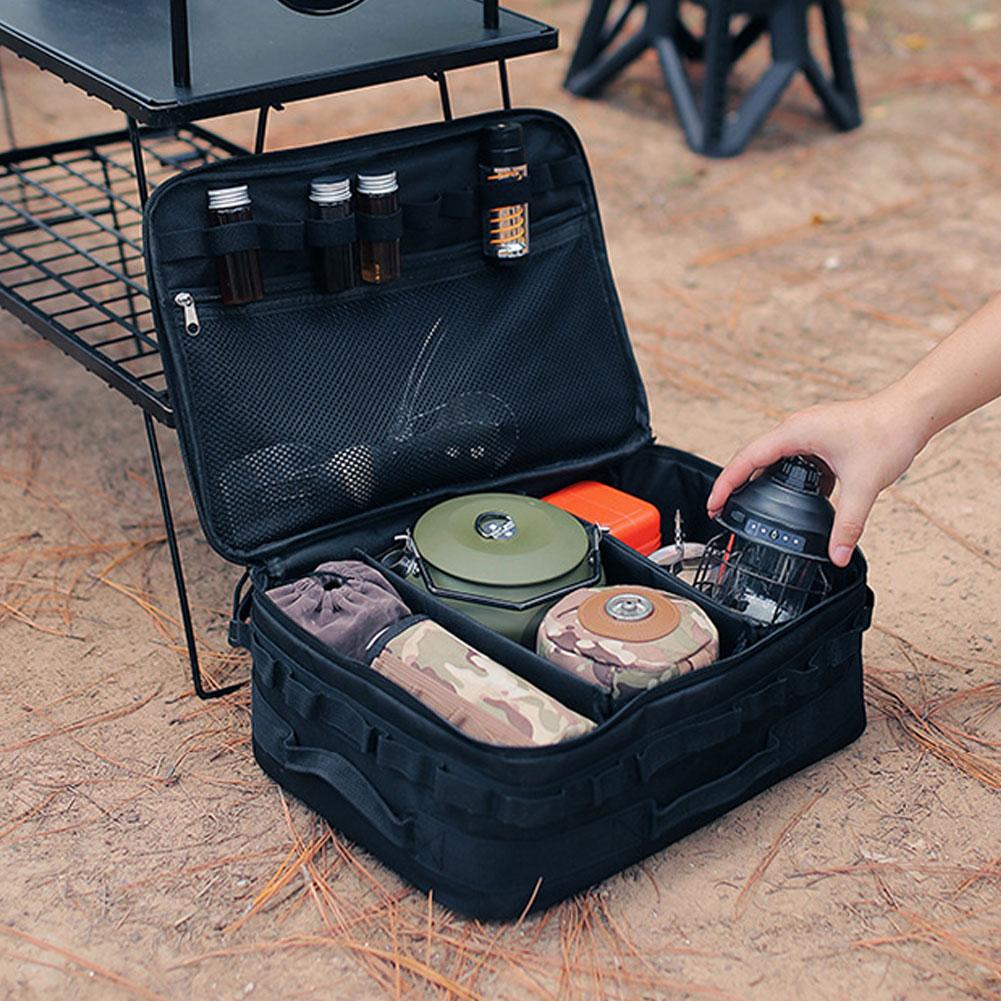 15L Tactical Camping Storage Bag with Handle Camping Cookware Organizer Large Capacity Trunk Organizer for Camping Hiking Travel