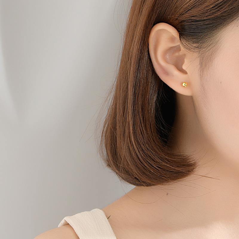 Earrings, Glossy Gold-plated Earrings, Soybean Beads, Simple Style