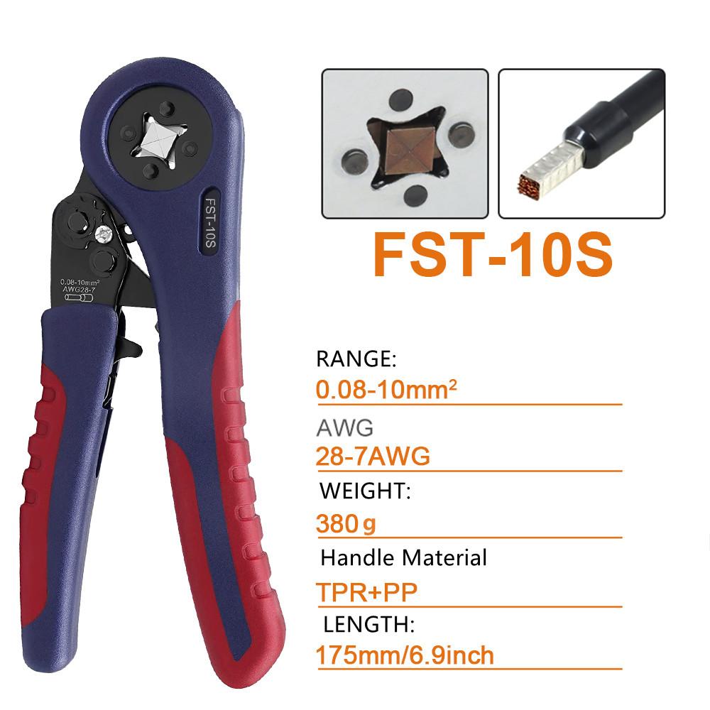 

WOZOBUY Трубчатые клеммы Обжимные инструменты FST-10S 0.08mm-10mm² 28-7AWG и FST 6-6 0.08-6mm² 28-10AWG Обжимные клещи Наборы обжимных клещей