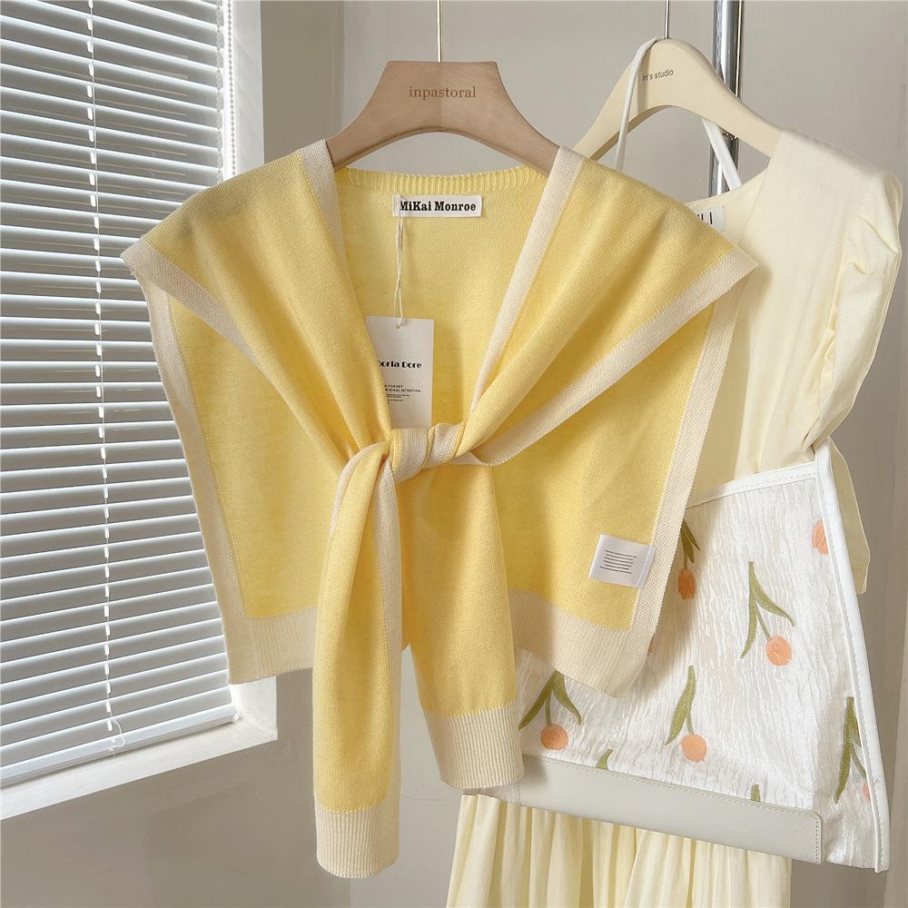 

Новый шарф на плечо шаль женский поддельный воротник защита плеч шарф кондиционируемая комната камзол украшение в паре с узлом защиты шеи 46*102cm