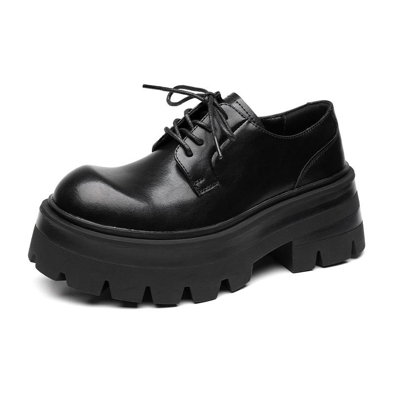 

Кожаные туфли мужские деловые туфли с большой головой премиум-класса Sense британский стиль толстая подошва высокие свадебные туфли дерби для жениха 5783-R 38 чёрный