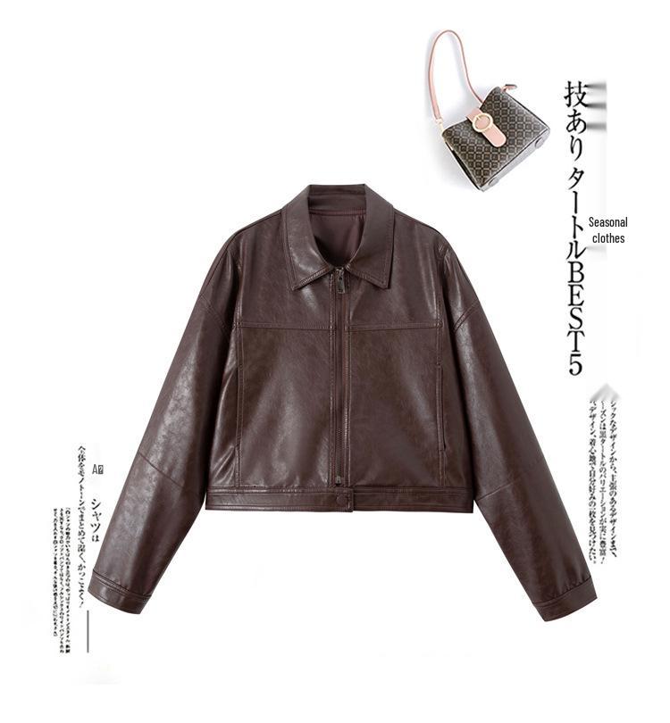 Damen Lammleder Motorradjacke - Kurz, Lockerer Schnitt, Lässiger Reverskragen für Herbst & Winter Mode