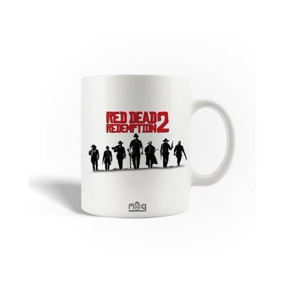 Keramický hrnček - Red Dead Redemption 2 - Červeno-čierne logo - 30 cl - Vhodný do umývačky riadu - 9,5 cm