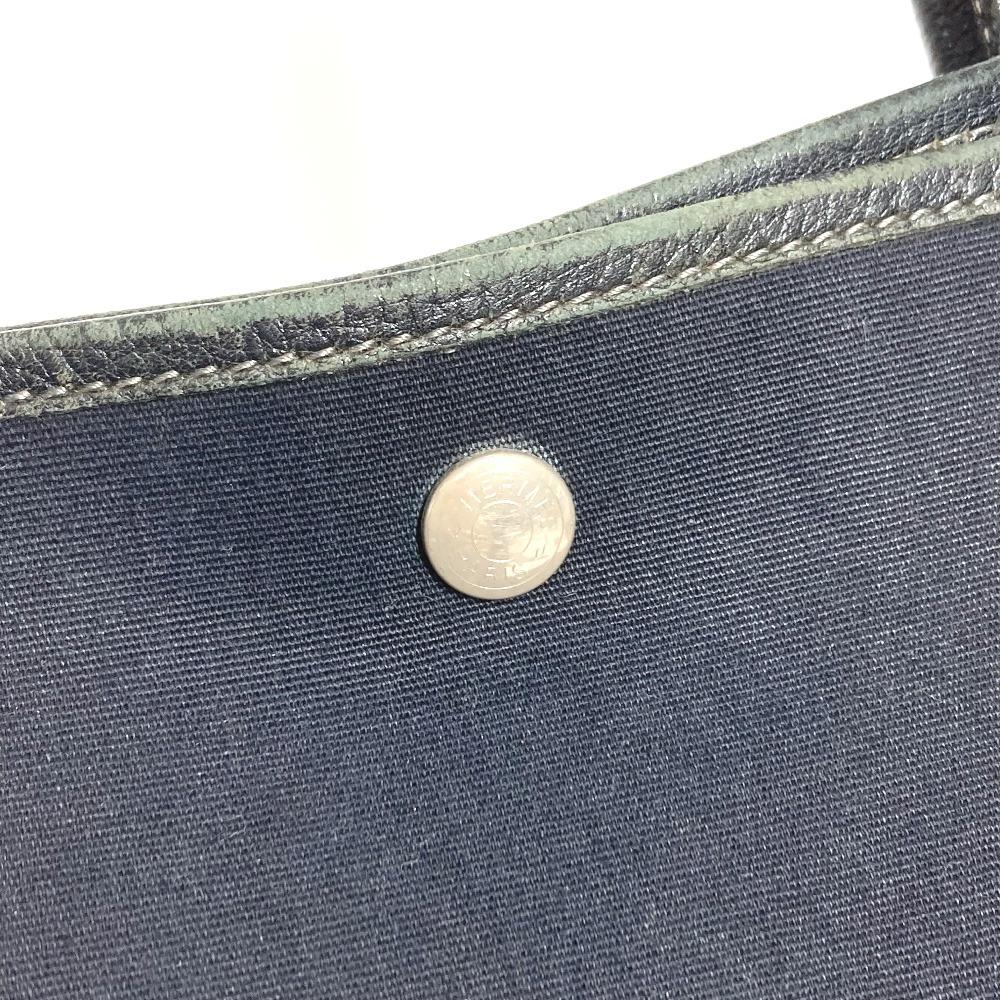 HERMES Garden File MM Bag Tote Bag Shoulder Bag Leather / Canvas Black