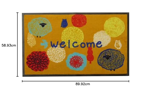 IKEHIKO Foresta Entrance Mat, Orange, Approx. 59 X 90 Cm, Floral Print, Outdoor Use, #2042069