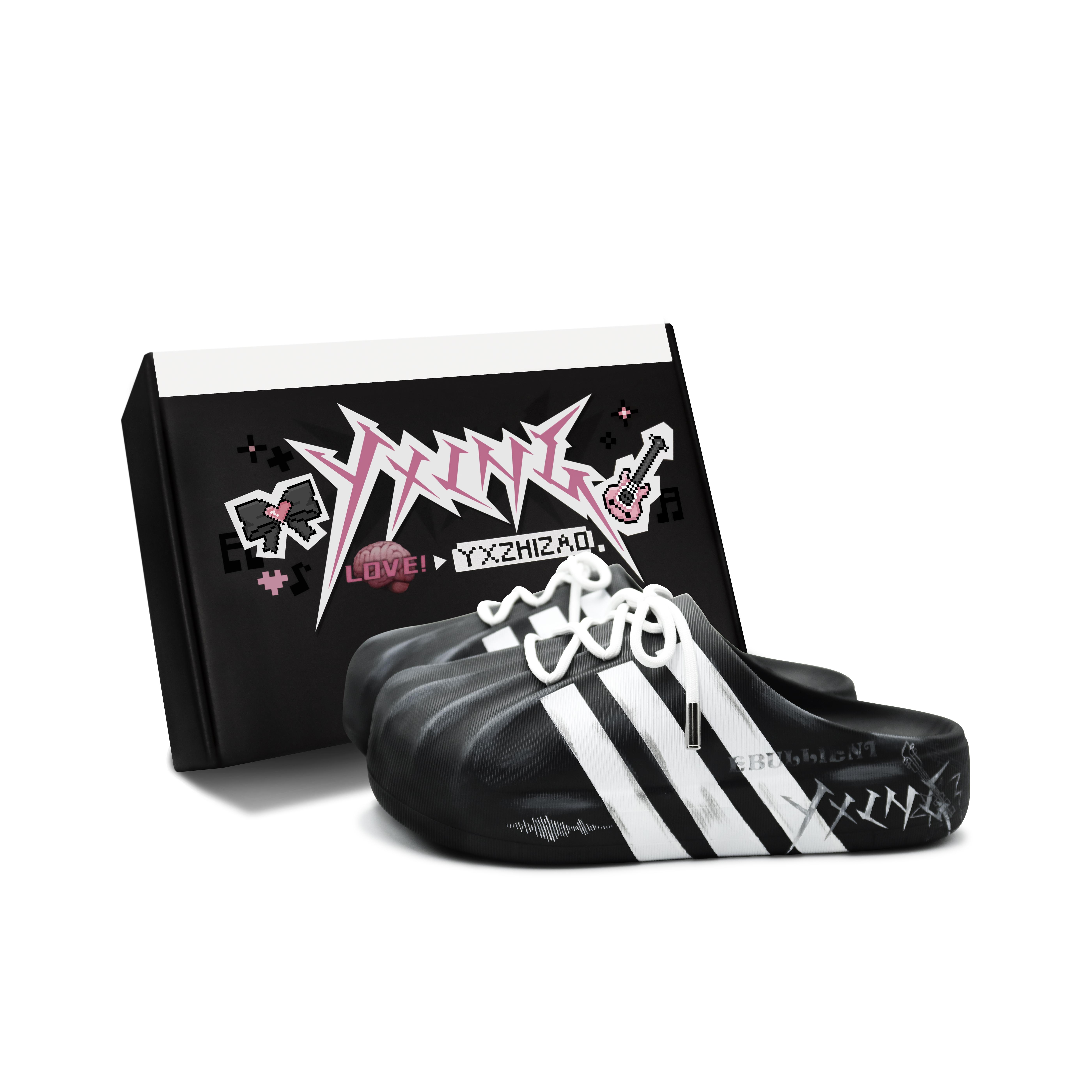 Adidas Originals AdiFOM Superstar Closed Toe Slippers Unisex Black White Gray IG8277(Team186-S-BOX) 38