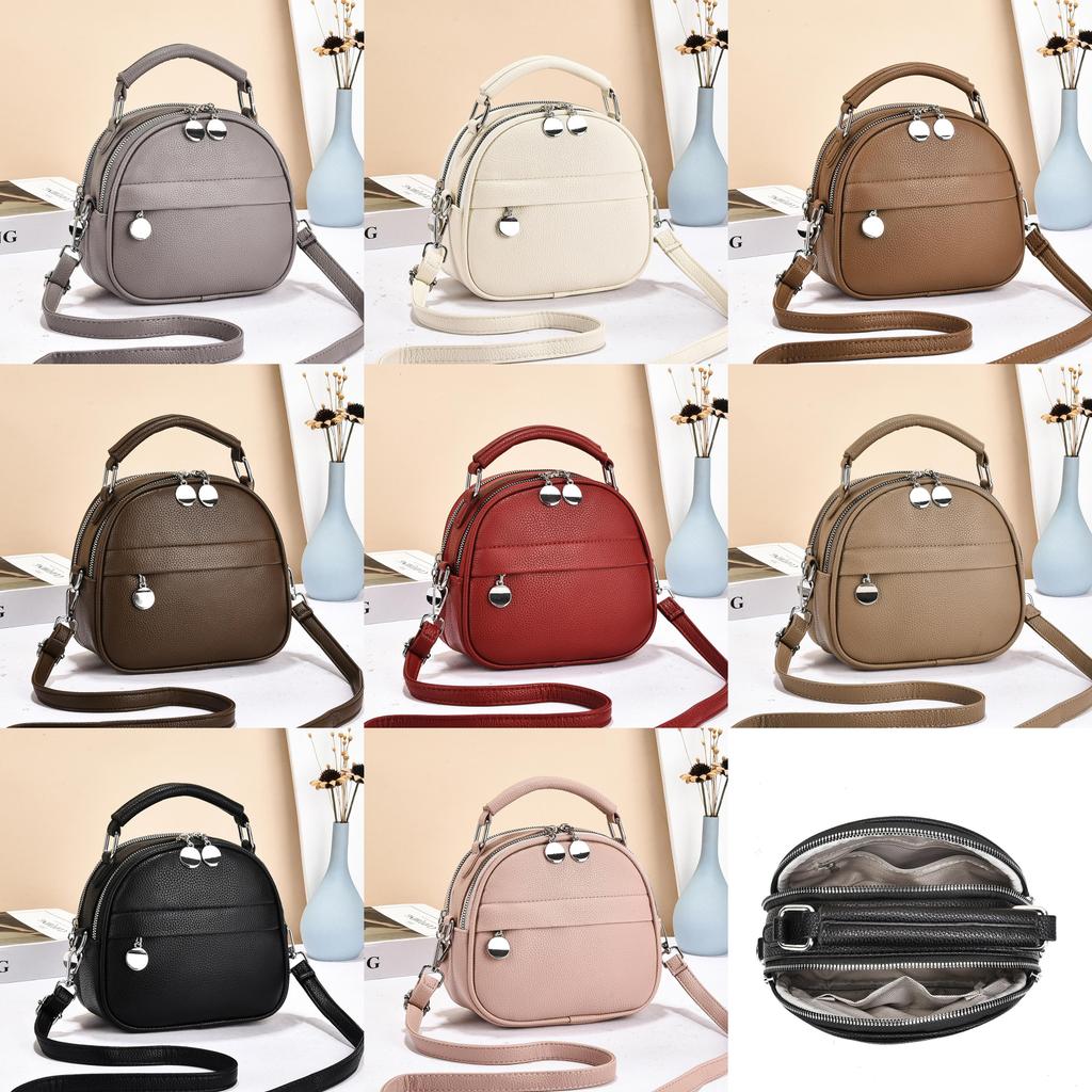 Pu Leather Small Round Crossbody Bag For Casual Travel Women