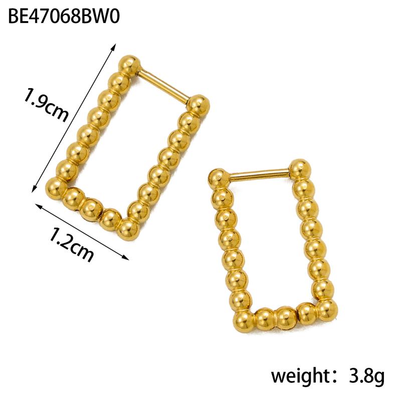 CARLIDANA New Trendy Earring Waterproof Tarnish Free 18K Gold Plated Dainty Bead Oval U Stainless Steel Hoop Earrings for Women
