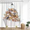 Cartoon Animal Shower Curtain with Funny Cat and Dog Paws Cute Kids Shower Print Family Bathroom Decoration with Hooks