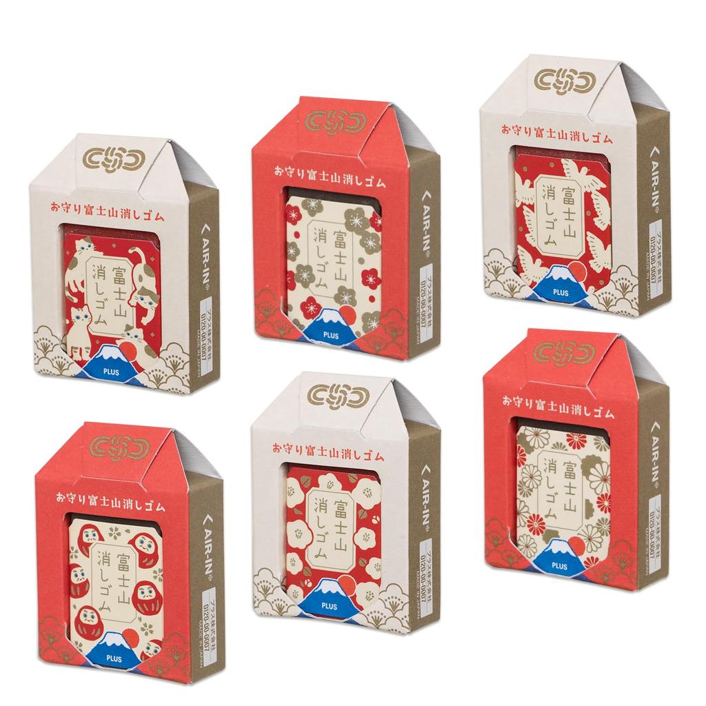 Plus Eraser Fuji Eraser Amulet Fuji 6 Pattern Set Air-in Mt. Mt. Kočka/Švestka/Holub/Daruma/Camellia/Chryzantéma ER-100AIF 36-217 ×6