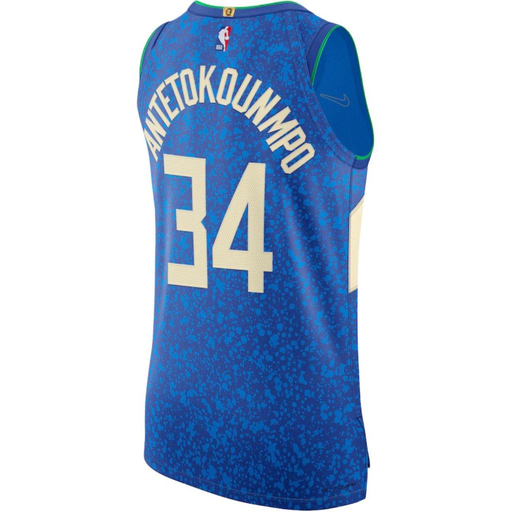 Nike Milwaukee Bucks NBA 2023/24 City Edition Giannis Antetokounmpo 34 Letter Minimalist Comfortable Sleeveless Basketball Jersey DX8766-406